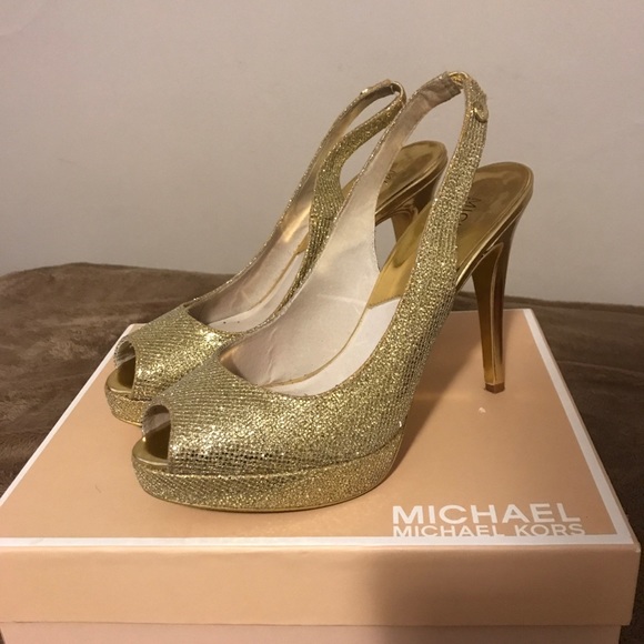 mk gold heels
